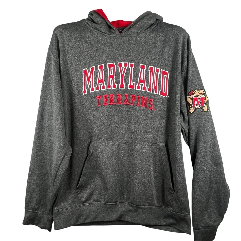 Colosseum Athletics Mens XL Maryland Terrapins Hoodie Gray Red NCAA Pullover